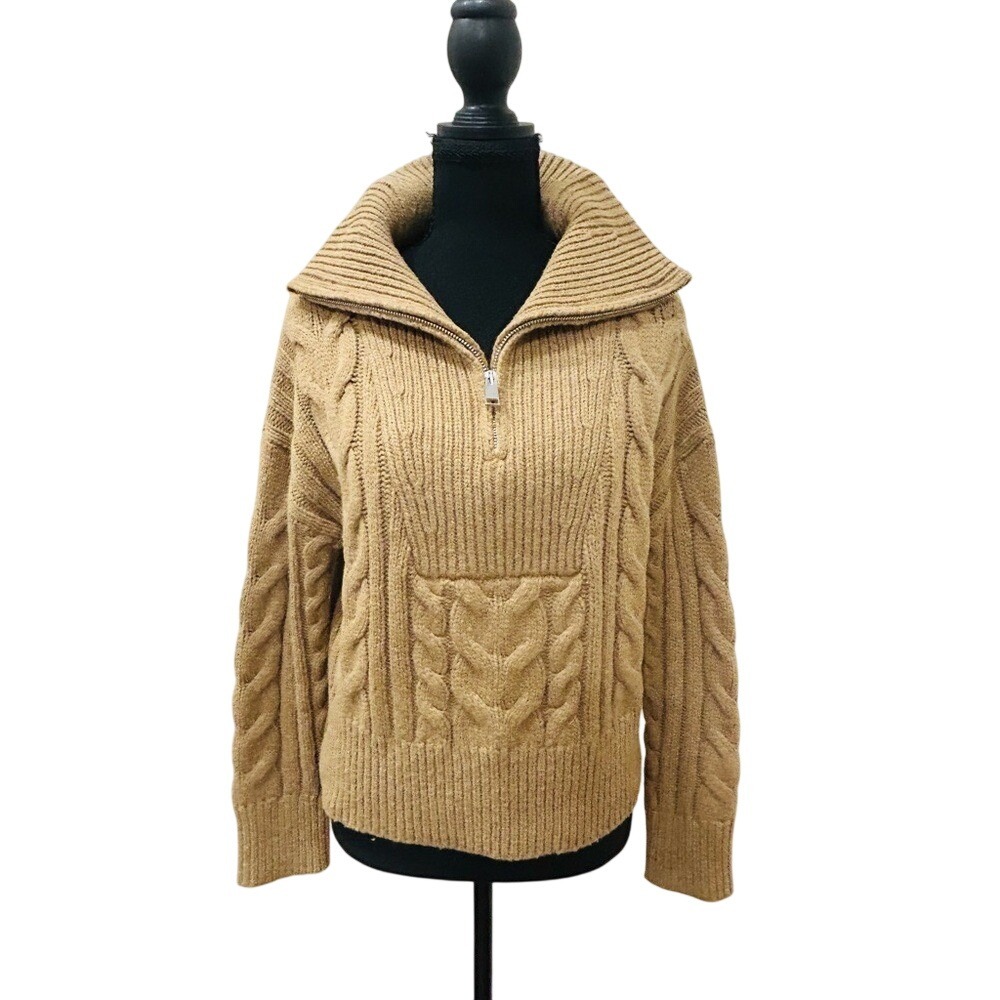 Banana Republic Cava Cable Knit‎ Chunky Camel Tan Sweater